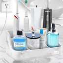 Electric Toothbrush Holder with Instant-Dry & 6 Slots | Upgrade Heavy-Duty Large Countertop Organizer with Cable Holes, Fits Most Electric & Manual Toothbrushes (Marble White)
