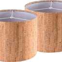 GOSO Bohemian Style Brown Lamp Shades Set of 2 Medium,Natural Texture Cork Leather Lamp Shade for Table Lamps Floor Lamp-13" x 13" x 10"(Spider Fitter) Replacement Lamp Shade Rustic, Assembly Required
