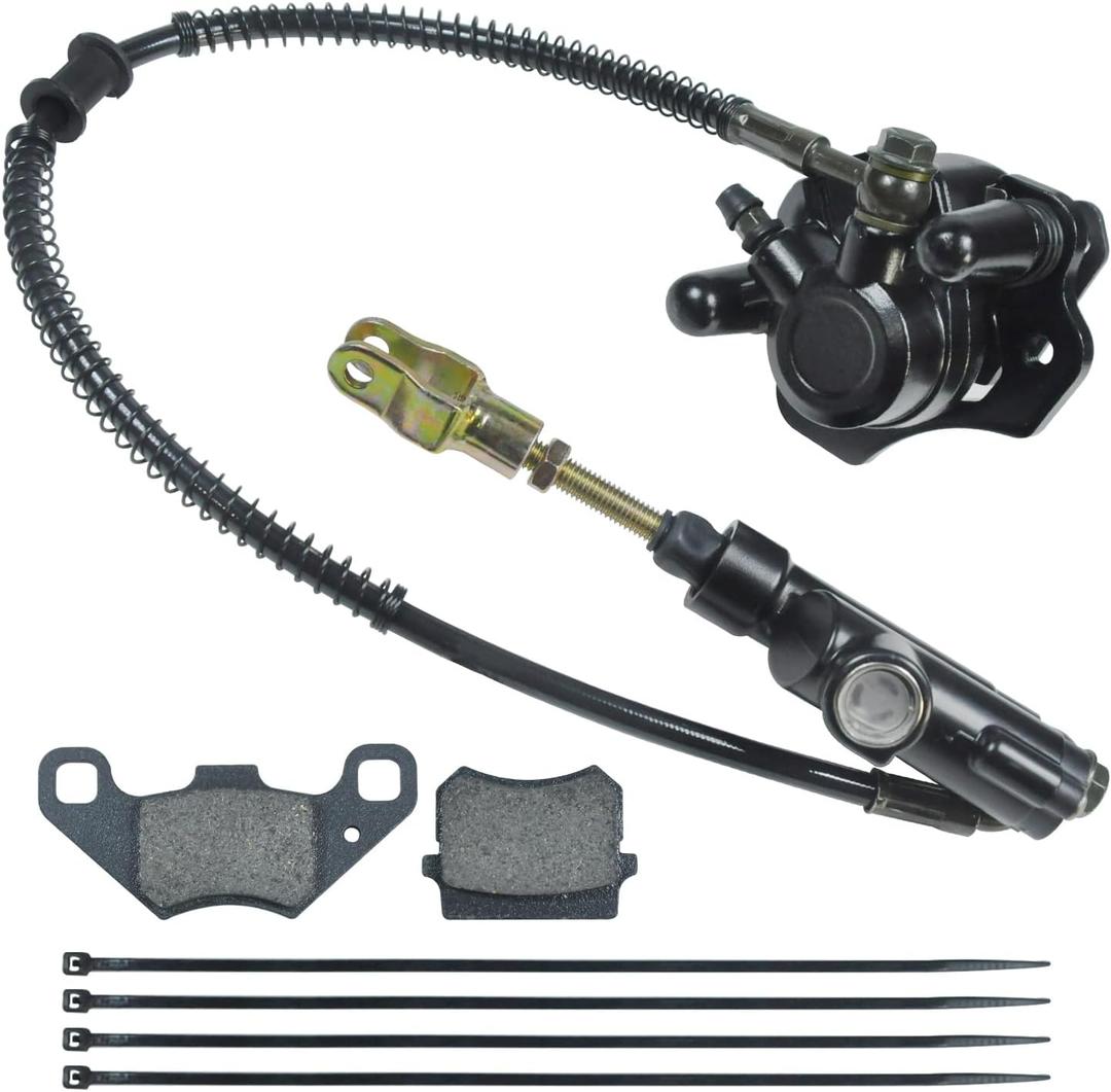 HOLATO Rear Disc Brake Master Cylinder Caliper Assembly with Brake Pads for 50cc 70cc 90cc 110cc 125cc Tao Tao 110 Coolster 3050HD 3050C Peace Motorsports Apache Four Wheeler Quad ATV Parts Heavy duty