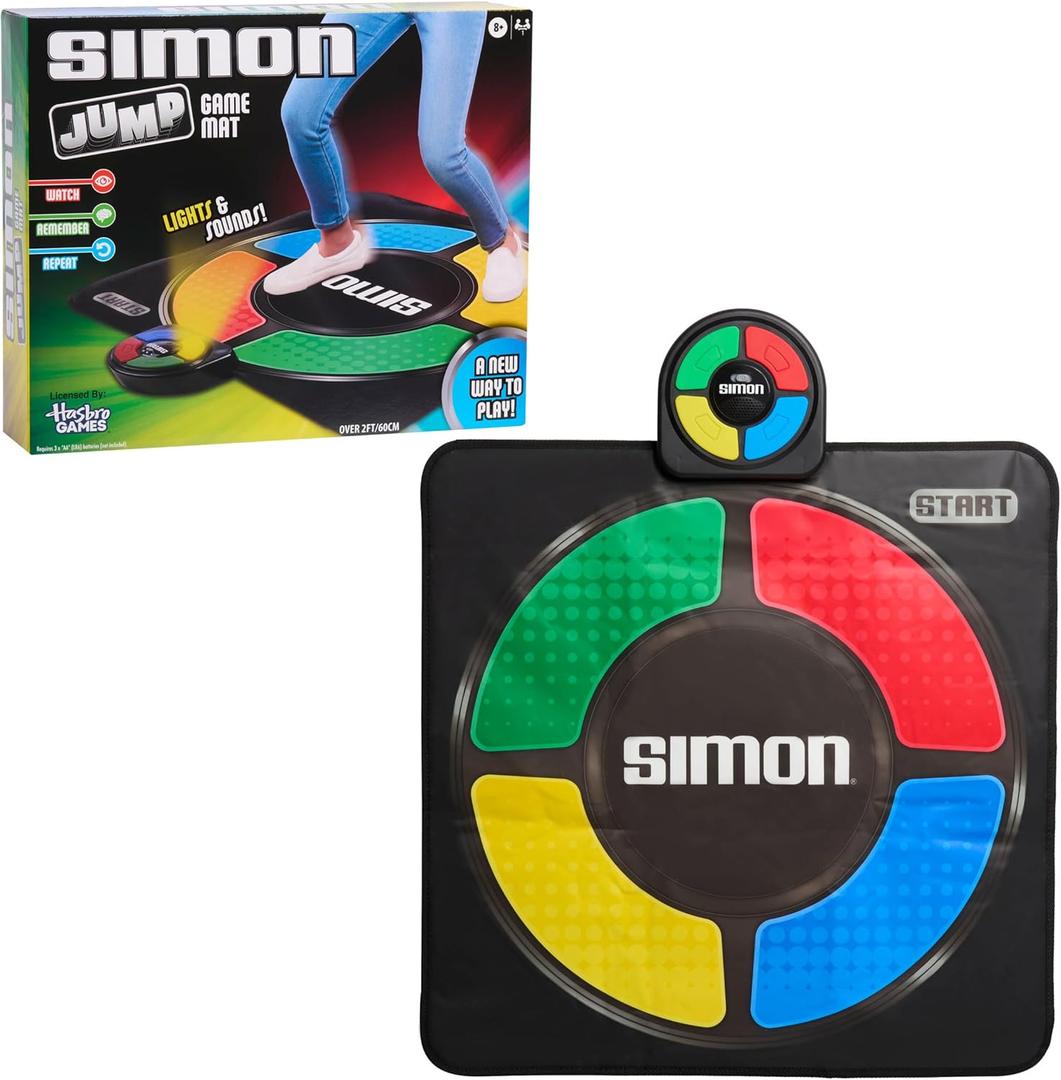 Just Play Hasbro Simon Jump Game Mat with Lights and Sounds, Electronic Memory Games for Kids, Kids Toys for Ages 8 Up