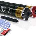 Pair of 2" Garage Door Torsion Springs Set with Non-Slip Winding Bars & Gloves, Precision Electrophoresis Black Coated Without Oil, for Replacement & Installation, MIN 16,000 Cycles(0.250x2''x32'')