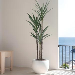 Artificial Tree 5.3ft Faux Agave Plant with 45 Leaves and 3 Realistic Trunks,Fake Floor Potted Artificial Tall Plants for Home Office Garden Decor Indoor or Outdoor (5.3Feet,1Pack) (Green)