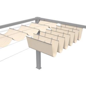 TANG 4' x 16' Pergola Cover Shade Canopy, Retractable Awning Sun Shades Outdoor Patio Pergolas Kit for Deck Backyard Gazebo, Wave Shade Sail with Hardware Wire Cable, Beige