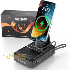 Gifts for Men Women, Charger Phone Stand with 10,000mAh Capacity and Bluetooth Speaker, Adjustable Angle Cell Phone Holder with HD Stereo Sound Fits Phones,Tablet (Black)