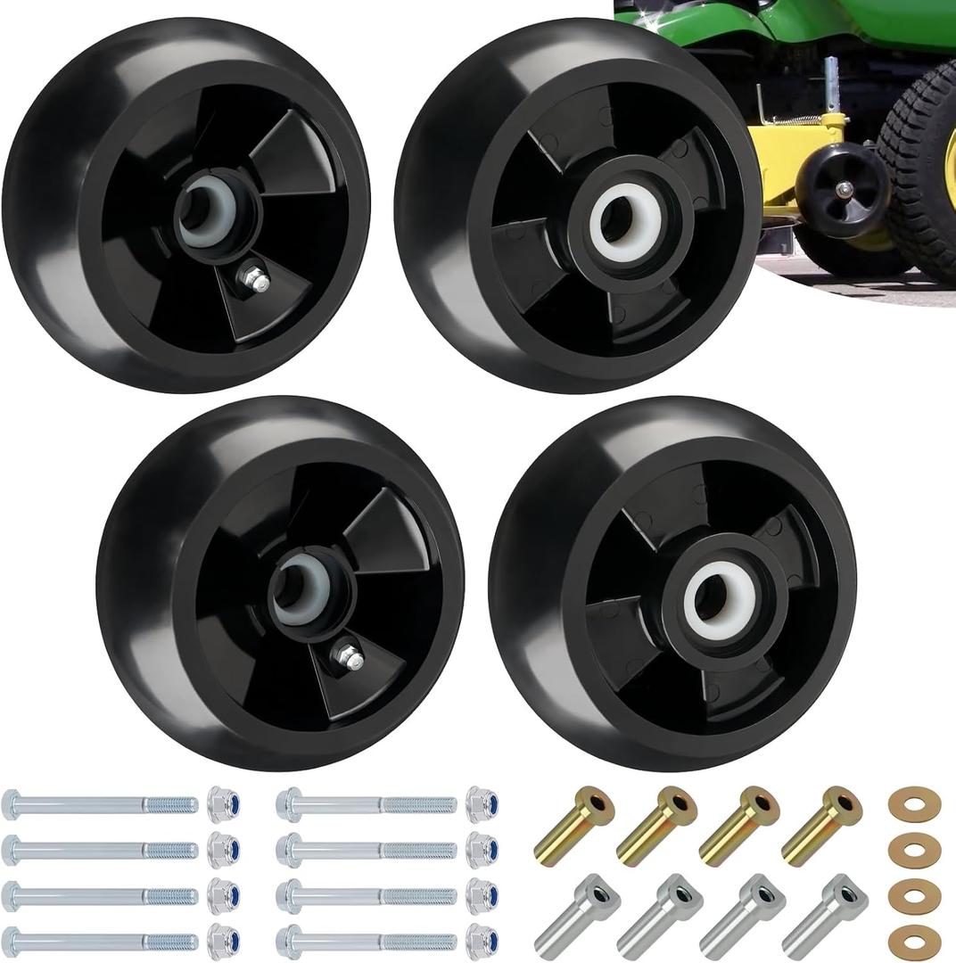 CheeMuii 4 Pack AM125172 Mower Deck Gauge Wheels Kit Lawn Mower Deck Wheels Replace for AM125172 AM124706 210-300 Compatible with John Deere 48", 54", 60", 62, 72" Deck