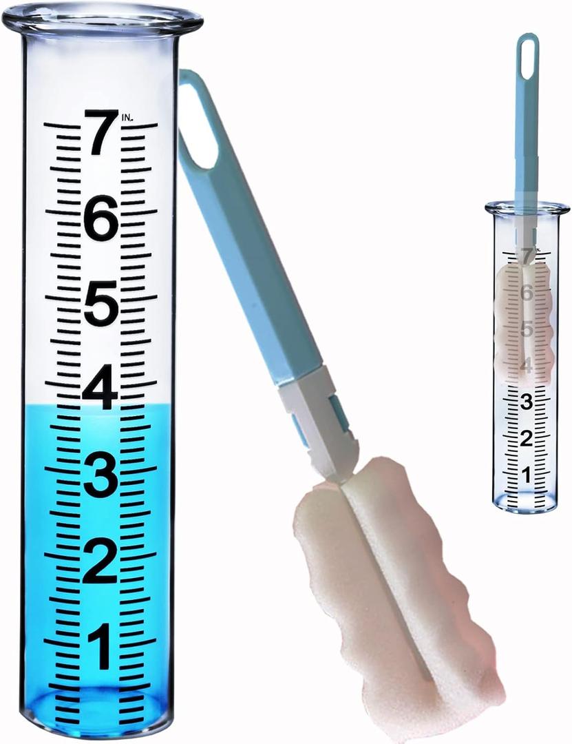 JMBay Rain Gauge Replacement Tube,7 inch Capacity Outdoor Rain Gauge Glass Tube for Garden Yard Home, Upgraded Lip Design Large Font Transparent Measure Tube,Best pcs Tube with 1 Clean Brush. (Glass Rain Gauge Tube)