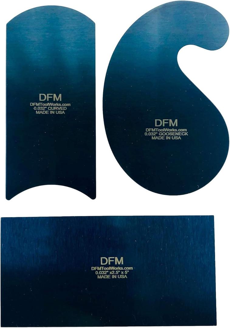 Blue Curved Cabinet Scraper Cards - Cabinet Scraper for Woodworking, Card Scraper Tool for Precision and Fine Finishes - Ideal Tool for Woodworking Projects - Made in USA (Set of 3)