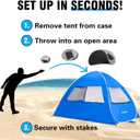 EchoSmile Pop Up Tent for 4 Person Family, Beach Tent Sun Shelter with UPF 50+ UV Protection & Waterproof, Lightweight & Easy Automatic Setup Portable Cabana for Outdoor Travel (Dark Blue)