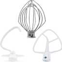 3 Pieces Stand Mixers Repair Set for Kitchen Tilt-Head Stand Mixers K45DH Dough Hook K45B Coated Flat Blade Paddle K45WW Wire Whip Replace for kitchen aid Mixers Accessories by AMI PARTS