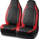 Skechers Memory Foam Car Seat Covers, Leather High Back Seat Covers Quilting Design,Waterproof Sports Car Seat Covers Front Seats,Airbag Compatible, Universal Fit for Most Cars, SUVs,Trucks,Red (Black and Red)