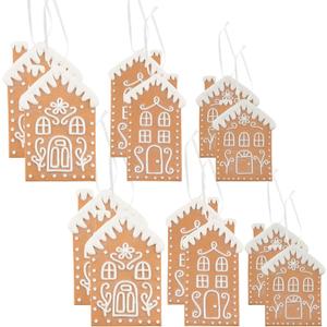 AuldHome Design Gingerbread House Christmas Ornaments (Set of 12), Large House Shaped Christmas Tree Cookie Decorations, 4-5 Inch Size