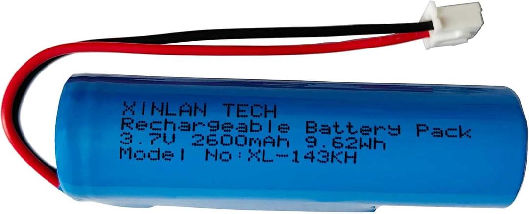 XINLANTECH 3.7V 2600mAh 18650 Rechargeable Li-ion Battery with Jst XH2.54/2P Connector Plug Wires for DIY Electronics, Toys, Lighting,Bluetooth Devices and More