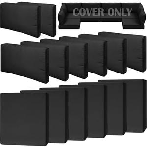 Cethytirko 14 Piece Outdoor Patio Waterproof Cushion Covers, Fits 6-Seat Wicker Rattan Sectional Couch Chair Furniture Cover Replacement Set - Fade-Resistant Patio Cushion Covers with Zipper