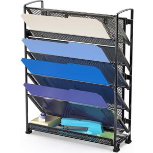 Simple Houseware 6 Tier Wall Mount Document Letter Tray Organizer, Black