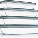 KOMUEE 8 Pieces Glass Baking Dish with Lids Rectangular Glass Baking Pan Bakeware Set with Lids, Baking Pans for Lasagna, Leftovers, Cooking, Kitchen, FridgetoOven, Gray