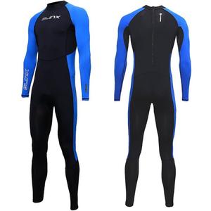 Full Body Dive Wetsuit Sports Skins Rash Guard for Men Women, UV Protection Long Sleeve One Piece Swimwear for Snorkeling Surfing Scuba Diving Swimming Kayaking Sailing Canoeing, Large, Black and Blue 