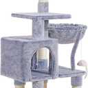 Heybly Cat Tree with Toy, Cat Tower condo for Indoor Cats, Cat House with Padded Plush Perch, Cozy Hammock and Sisal Scratching Posts, Pewter HCT004SPE (43.3 inch)