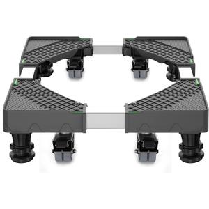 Upgrade Fridge Stand Mobile Base with 8 Locking Wheels and 4 Strong Feet 27.5-35.4 Adjustable Furniture Dolly for Washer Dryer Washing Machine Stand Pedestal, Refrigerator Stand (Black)