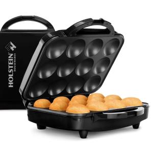 Holstein Housewares Non-Stick 12-Count Electric Cupcake Maker Machine Bakes 12 Cupcakes, Muffins, Pizza Cups, Cinnamon Buns Perfect for Gifts, Birthdays, Holidays, or Bake Sales, Black