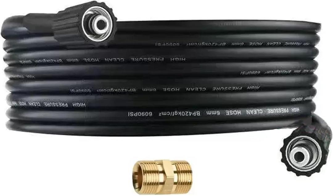 High Pressure Washer Hose, 20FT M22 X 14mm Extension Hose, 240bar High Pressure Replacement Hose Compatible With Karcher Standard M22-14 Connection with M22 X 1.5 Thread Extension Plug