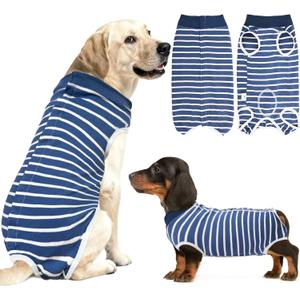 Recovery Suit for Dogs, Soft Dog Surgery Suit for Female Spay Male Neuter, Dog Cone Alternative Surgical Recovery Shirt for Abdominal Wounds, Anti-Licking Pet Clothes for Dogs Cats, Blue, Medium