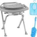 Folding Shower Chair for Inside Shower, Stainless Steel Foldable Shower Stool, 400lbs Portable Folding Shower Seat for Travel, Anti-Slip Small Shower Chair for Elderly Disabled Injured, Gray