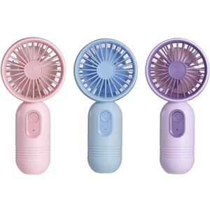VanSmaGo 3 PCS Portable Handheld Mini Fans, USB Rechargeable Personal Fan for Travel, 3 Speeds Rechargeable Battery Operated Eyelash Fan, Blue,Pink,Purple