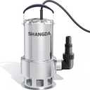 Sump Pump 1HP Submersible Water Pump 4500GPH Stainless Steel Electric Clean/Dirty Water Draining Transfer Pumps with Adapters for Pool Hot Tub Pond