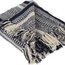 DII Braided Striped Decorative Throw Blanket, 50x60, Navy