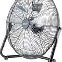 Comfort Zone 20 inch High-Velocity Heavy-Duty Industrial Floor Fan, 3 Speeds, Metal Construction and Aluminum Blades, Carry Handle, Rubber Feet, Ideal for Garage, Workshop, or Industrial Spaces, Black