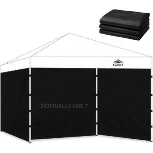 Instant Canopy Sidewalls for 10x10 Pop Up Canopy Tent, 300D Waterproof Material for Outdoor Events, Vendor Booths, and Privacy (Sidewalls Only) (Black, 10x10ft-3pcs)