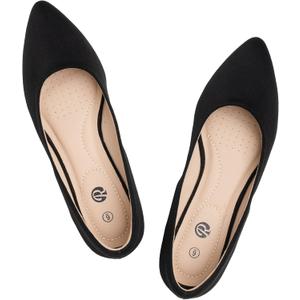 Rekayla Women's Flats Classic Pointed Toe Ballet Flats Shoes for Women Business Casual Office Comfort Slip On Work Flats Shoes Versatile Dress Shoes for Women (Size 7.5, Black Suede 1)