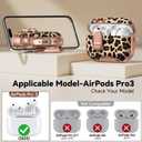 For AirPods Pro 3 Case 2025, with Safty Lock & Phone Stand for Floral AirPods Pro 3 Generation Case Cover for Women Girly, iPod Pro 3 Case with Keychain & Cleaner Kit - Leopard Print
