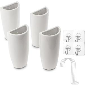 4 Pieces White Ceramic Radiator Hanging Humidifier SetControls Dry Air Moisture Humidity with Free Hanging S HooksEco Friendly No Electricity Required, Easy to Clean (Ceramic White)