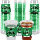 Labrostar 50Pcs Graduation Decorations 2026 Disposable Graduation Cups Congrats Grad Class of 2026 Decorations Graduation Party Supplies 16oz Green