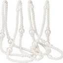 Yalikop 11.8 ft Beige Faux Pearl Beads Garland for Valentine Tree Pearl Garland Strand Chain Wedding Decoration for Floral Centerpieces Wedding Party Favor Mantel Fireplace Stairs