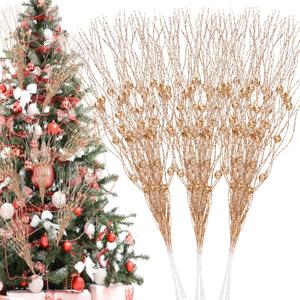 Palonu 26Pcs Rose Gold Artificial Glitter Berry Stems 17 Inch Fake Berry Branch Picks Decorative Glitter Sticks Twigs Christmas Tree Ornaments for DIY Xmas Wreath Vase Holiday Home Dcor