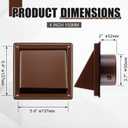 Gisafai 4 Inch Dryer Vent Cover Outdoor with Stainless Steel Screen Brown Wall Dryer Exhaust Vent Cover External Cap Cushioned Non Return Flap with Sealing Gasket Grille, Bird/Insect Proof