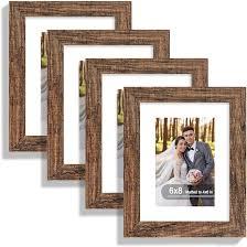 Hongkee 6x8 Picture Frame with Glass, Display Pictures 5x7 with Mat or 6 x 8 without Mat - Wall and Tabletop, 6 by 8 Photo Wooden Frames (Rustic Brown, 1 Pack)