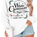 MAXIMGR White Christmas Sweatshirt for Women Christmas Sweatshirts Xmas Holiday Sweatshirt Funny Letter Print Pullover Tops (White)