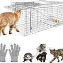 Humane Live Animal Trap Cage 32" × 13" × 11",Heavy-Duty Live Catch Cage for Raccoon, Squirrel, Stray Cats, Groundhogs, Armadillos, Opossums, Rabbits, Skunk, Mole, Small Wildlife Control