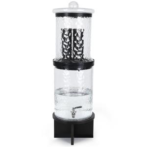 3 Gallon All Glass Gravity-Fed Water Purifier, Countertop Water Filtration System with Wooden Stand, for Home, Emergency & Outdoor Survival