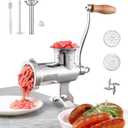 VEVOR Manual Stainless Steel Meat Grinder, 1.8" Clamp, 2 Grinding Plates, Sausage Stuffer, Ideal for Home Kitchen Restaurant Butchers Shop