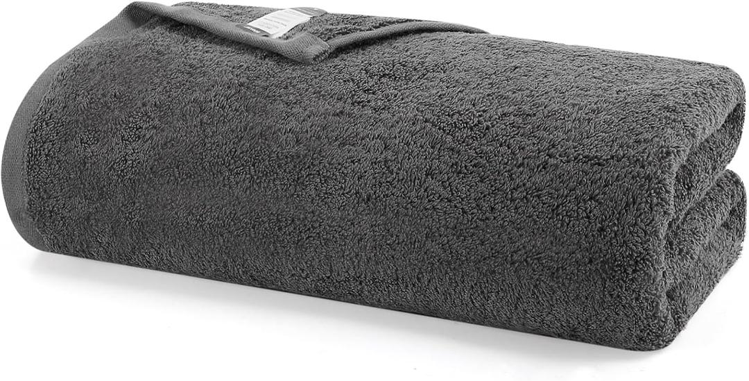 SEMAXE Luxury Bath Towels for Bathroom, 100% Cotton, Soft, Absorbent, and Quick-Drying, 55"x27", with Hanging Loops, Perfect for Hotels, Gyms, and Spas, Grey, 1 Pc Bath Towel