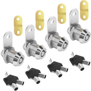 Cam Locks Keyed Alike 5/8" RV Storage Lock 4PCS RV Compartment, Camper, Trailer, Vending Machine Replacement Set with 8 Keys, Chrome Finish (4, 5/8 Inch)