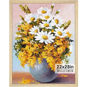 GULETHUN 22x28 Picture Frame, Natural Wood Poster Frame, Home Decor Natural Gallery Frames, Horizontal or Vertical Format, Sturdy, Plexiglass, Large Wall Decor, for Photos, Artworks, Posters, 22x28in