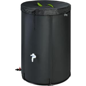 100 Gallon Rain Barrel Water Tank - Portable Collapsible Rain Water Collection Barrel - Large Water Storage Tank - Stable Water Barrels Rain Catcher with Spigot Overflow Kit, Black
