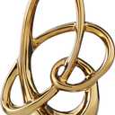 Modern Gold Knots Decor Ceramic Statue - Abstract Home Accent & Tabletop Figurine for Living Room, Bedroom, Bathroom, Office, Shelf, Mantel - Wedding, Coffee Table, Dining Room Centerpiece Decoration, Large
