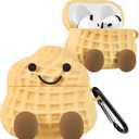 Boaretiu for Airpods 4 Case 2024 Cute Cartoon Kawaii - Funny 3D Soft Silicone Peanut Design Cover with Carabiner Stylish for Boys Girls Teens Women for Air pods 4