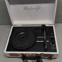 Turntable Vinyl Record Player 3-Speed Suitcase Portable Belt-Driven Record Player with Built-in Speakers RCA Line Out AUX in Headphone Jack Vintage White